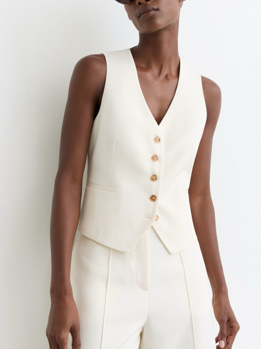 Reiss Malin Tailored Waistcoat Cream US Size 12 - Button Front Vest